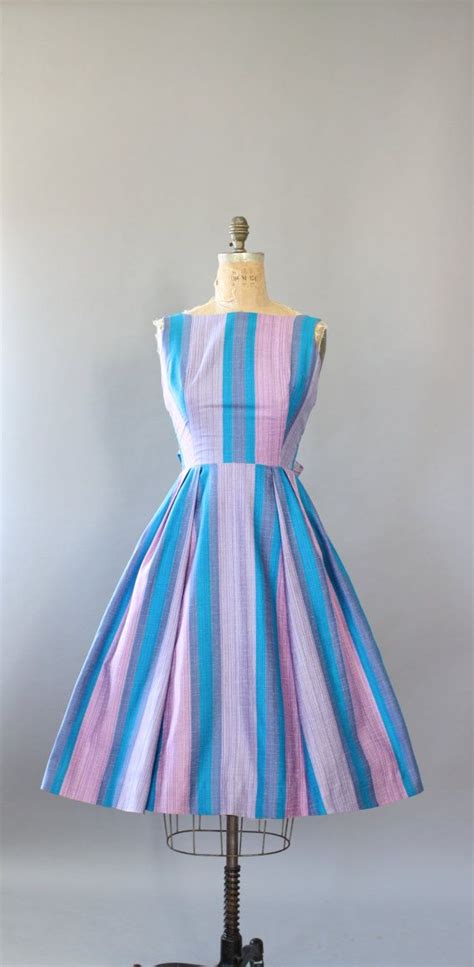 Vintage 50s Dress 1950s Cotton Dress Kahala Turquoise Purple Pink
