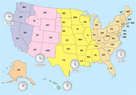The United States Time Zone Map | Large Printable Colorful with State ...