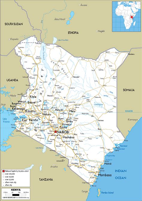 Large Size Road Map Of Kenya Worldometer