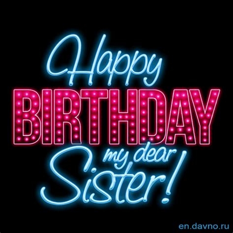 Find ecards with images of birthday cakes, balloons, and more. Neon Glow Birthday GIF for Sister - Download on Davno