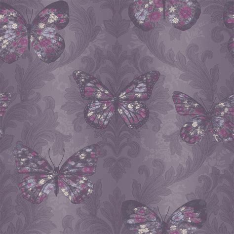 Arthouse Midsummer Damask Pattern Floral Butterfly Motif Glitter