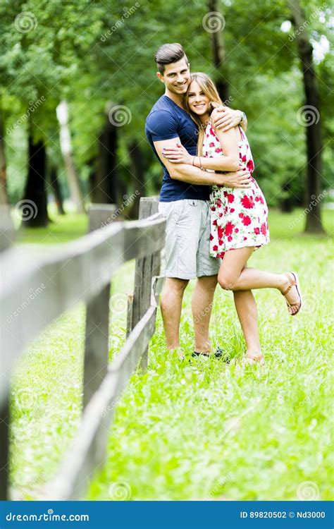 Happy Couple Loving Each Other Outdoors Stock Photo Image Of
