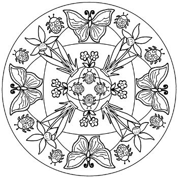 Durch die einfache form und die große darstellung der symbole ist dieses mandala besonderes gut für kinder, die in die grundschule gehen, geeignet. Mandalas - kostenlos