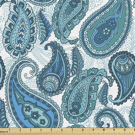 Paisley Fabric By The Yard Ocean Inspired Design With Stripes And
