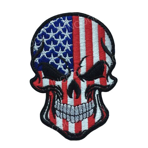 Aliexpress Com Buy Embroidery Patch Skull Head W Usa American Flag Army Morale Patch Hook