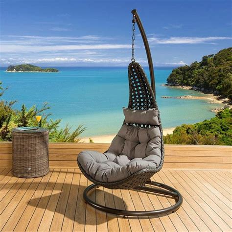 Whether you prefer 60s modern or french country, chairish has seating to enhance any home décor. Black rattan single person hanging chair with grey cushion ...