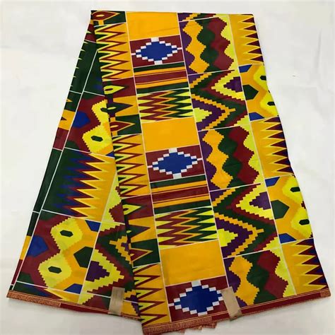 New Yellow African Kente Cloth Print Ethnic Textiles Kente Wax