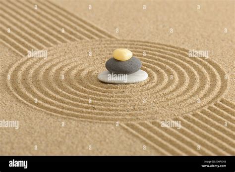 Japanese Zen Garden With Stacked Stones Stock Photo Alamy