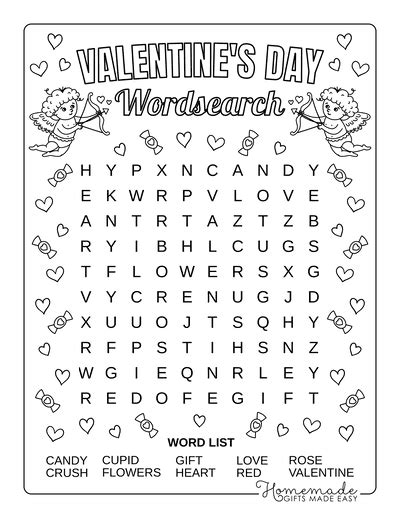 Free Printable Valentines Day Word Search Puzzles