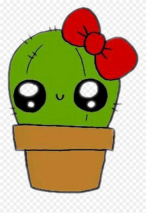 Kaktus Sticker Kawaii Cute Easy Drawings Clipart 3430287 Pinclipart