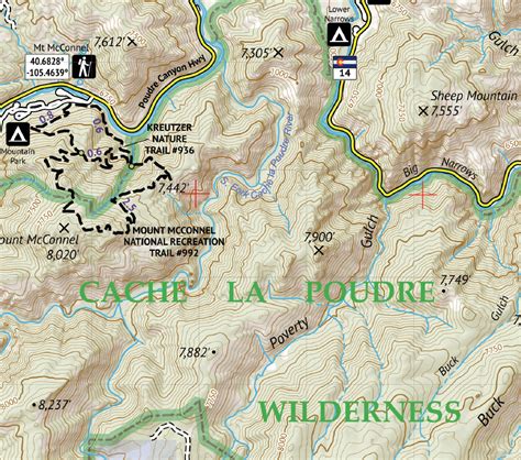 Poudre Canyon Topographic Hiking Map Outdoor Trail Maps