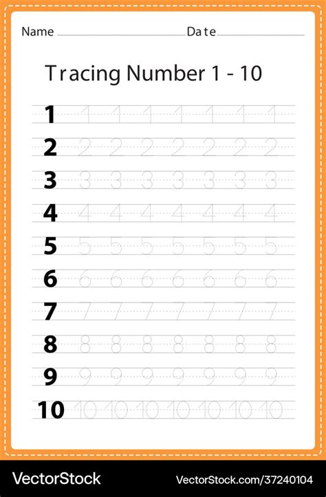 Tracing Numbers 1 To 10 Worksheets
