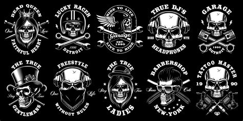 Vector + high quality images (.png). Set of black and white skulls - Download Free Vectors ...