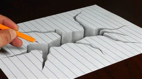 How To Draw A Cracked Hole In Line Paper 3d Trick Art Youtube