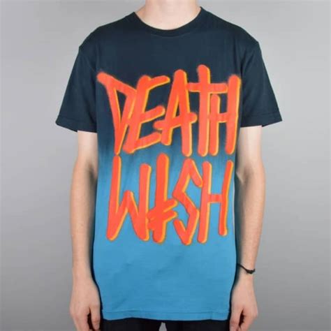 deathwish skateboards death stack faded skate t shirt black blue skate clothing from native