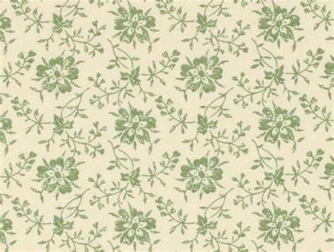 Green Floral Cotton Fabric Vintage Style Fabric Fabric By The Yard