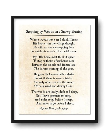 Robert Frost Poem Print Stopping By Woods On A Snowy Evening Poetry