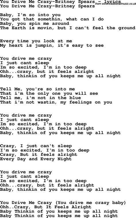 Love Song Lyrics for:You Drive Me Crazy-Britney Spears