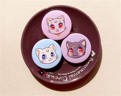 Sailor Moon Cats 175 Pinback Button Set Of 3 Sailor Moon Anime Luna