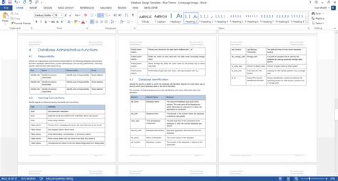 design document ms word template ms excel data model