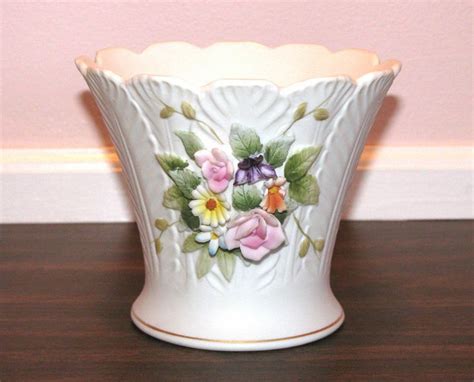 Lefton China Hand Painted Vase No Kw826 Rose Flower Bisque Hand