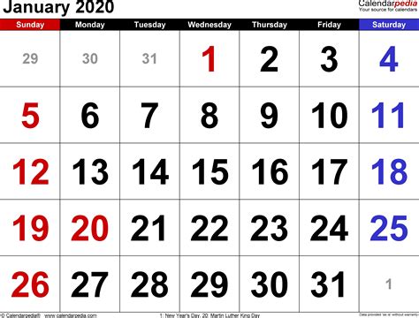 Calendar Week Jan 2020 Month Calendar Printable