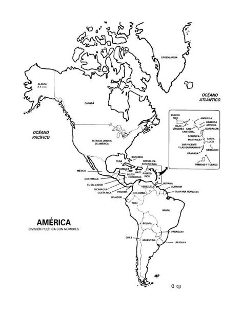 Mapa Del Continente Americano Imprime Con Nombres Y Sin Nombres