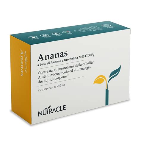 Integratore Di Bromelina Anticellulite Drenante Ananas → 45 Cpr 750 Mg