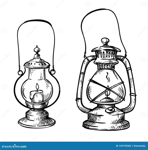 Vintage Hand Drawn Lanterns Vector Illustration