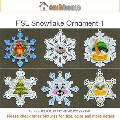 Fsl Snowflake Ornament Free Standing Lace Machine Embroidery