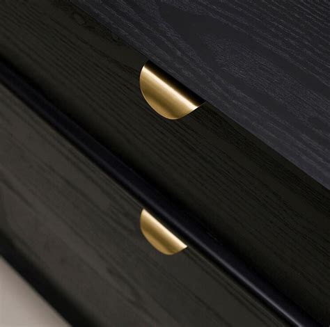 The edge tape on shelves often cracks, chips or peels off. Solid brass edge kitchen cabinet pull handle