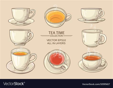 Tea Cups Set Royalty Free Vector Image Vectorstock