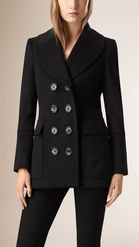 Burberry Wool Cashmere Pea Coat In Black Lyst