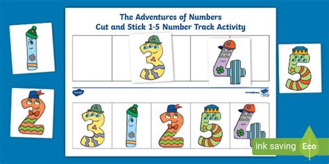 👉 The Adventures Of Numbers Cut And Stick 1 5 Number Track
