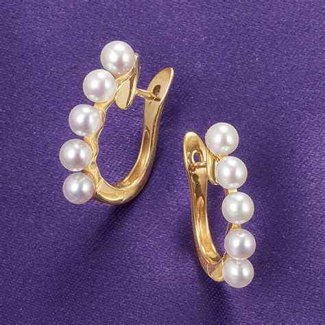 4 45mm Cultured Pearl Hoop Earrings In 14kt Yellow Gold 58 Ross