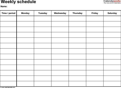 Blank Monday Through Friday Pdf Calendar Template Printable
