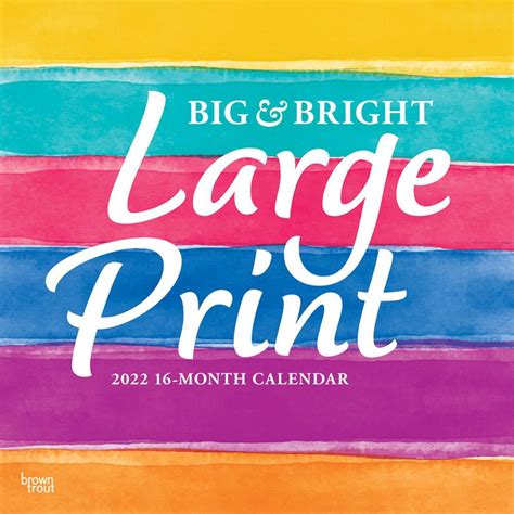 Big And Bright Large Print 2022 Wall Calendar