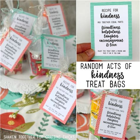 Random Acts Of Kindness Printable Bag Topper Favor Bags And Containers
