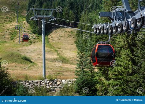 Gondola Ski Lift Under Summer Sunshine Stock Image Image Of Extending