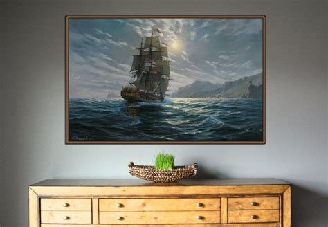 Night Ship Painting By Alexander Shenderov Ocean Painting Sail Image 2