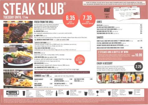 Come and take a look here today on j d wetherspoon that the drinks we have on offer at all of your local wetherspoon pubs here. Steak Club Menu - Available until 11pm on Tuesdays - Foto ...