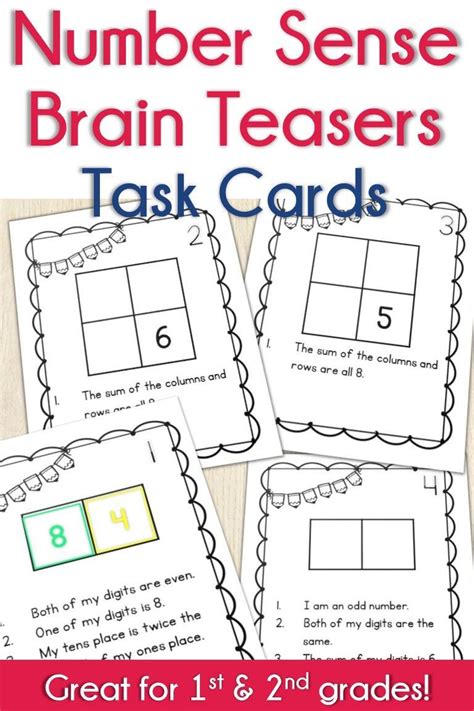 Number Sense Brain Teasers Task Cards Number Sense Brain Teasers