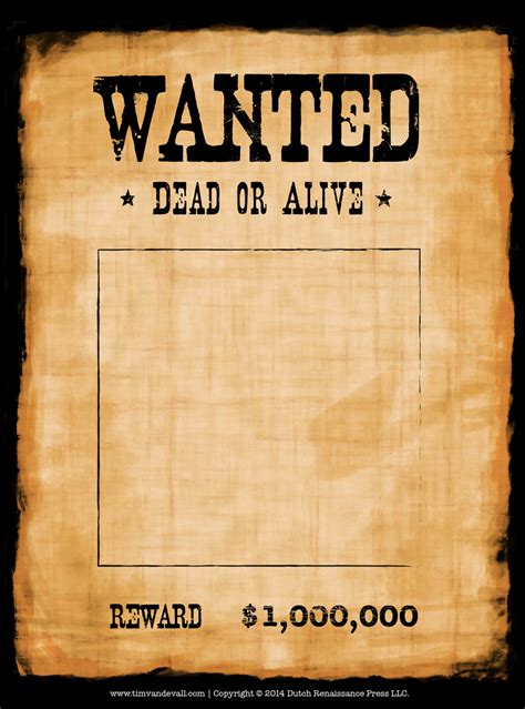 Blank Wanted Poster Template Tims Printables