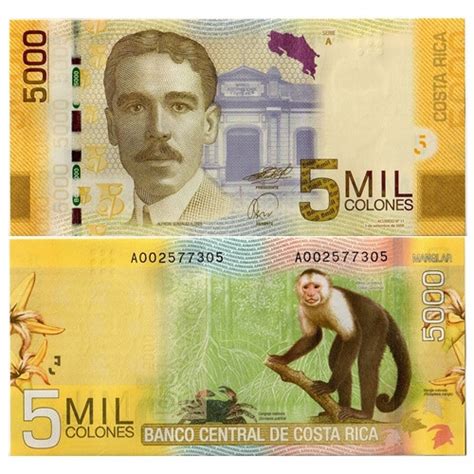 2009 Banknote Costa Rica 5000 Colones P276 Unc Mynumi