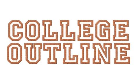 College Outline Font Embroidery Font Set Daily Embroidery