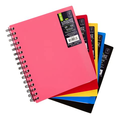 Pen Gear 5 Subject Spiral Notebook 826 X 675 Assorted Colors