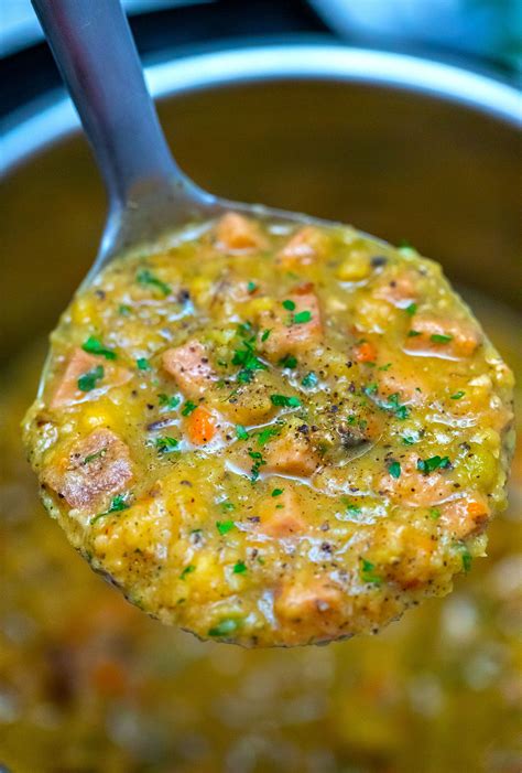 Serve the egg bread with the ham and cheese pockets and sprinkle with chives. Instant Pot Ham Split Pea Soup - Sweet and Savory Meals ...