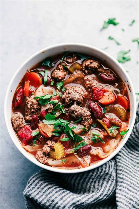Perfect for these busy fall weeknight's when you are busy & want a super healthy hamburger & purple cabbage soup. Best Ever Beef and Cabbage Soup | The Recipe Critic | Bloglovin'
