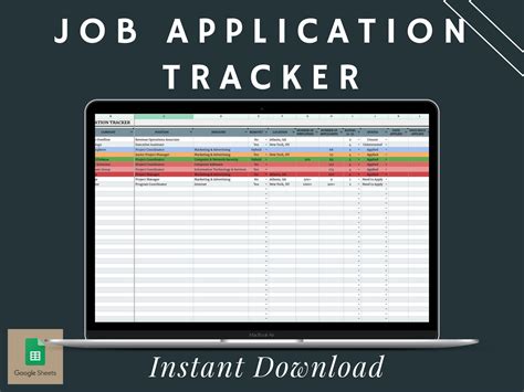 Job Application Tracker Template Spreadsheet Google Sheet Digital