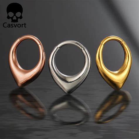 Casvort 1pcs Clip Helix Hoop Earrings 316l Surgical Stainless Steel Nose Ring Tragus Septum